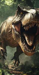 Een Tyrannosaurus Rex (T-Rex) in de jungle