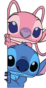 Stitch en Angel kijken om het hoekje