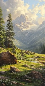 Een natuur landschap van een berg met bomen