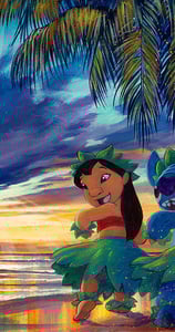 Lilo & Stitch van Disney dansen op het strand