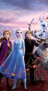 Anne, Elsa, Olaf, de prins en het rendier uit Frozen