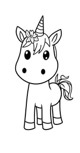 Schattige unicorn kleurplaat, simpel en voor peuters