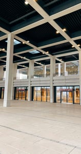 A large industrial facility entrance spotlessly cleaned by Bryte Cleaning