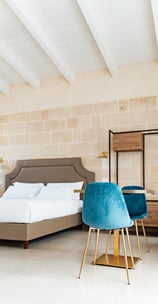 Luxury room, bedroom with a bed and a chair