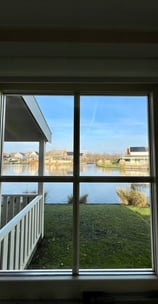 View from kitchen at waterside, Zuytland-Buiten Simonshaven, Zuid-Holland
