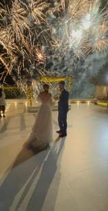 best santorini wedding fireworks