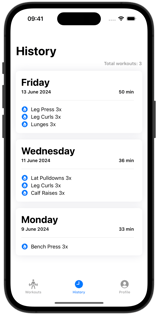 Weights app presentation screenshot