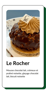 pâtisserie le rocher mousse chocolat et glaçage chocolat