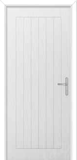 white front door with no glass