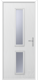 white door with two pieces of glass