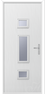 white door with three pieces of glass