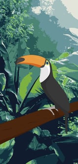 a toucat bird sitting on a branch of a tree illustration