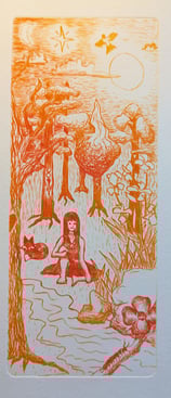 1ère mère orange renard mille-pattes gravure rhénalon