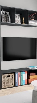 Jeu de bibliothèque télé en noir 