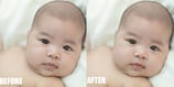 eyes and face retouching before and after