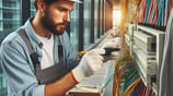 a man in a hard hat and a hard hat with a screwdriver