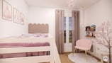 Chambre enfant ambiance princesse, camaïeu de rose