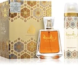 a bottle of perfume with a box of perfume