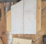 Wood scraps laid out in a pattern