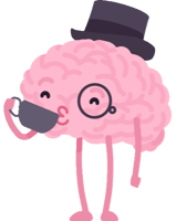 A cartoon brain drinking a cup of tea