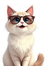 gato ragdoll con gafas