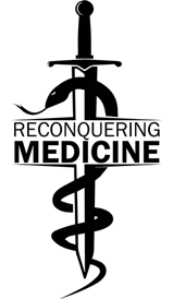 Reconquering Medicine Logo, a sword and a snake around it