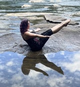 Rachel yoga pose with water, reflecting, pose, and sky