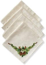 Benson Mills Christmas Ribbons Engineered Printed Fabric Cloth Napkins for Christmas
