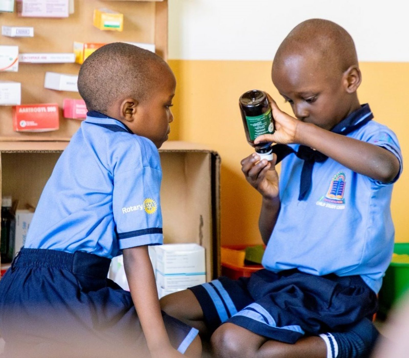 A young learner concentrating