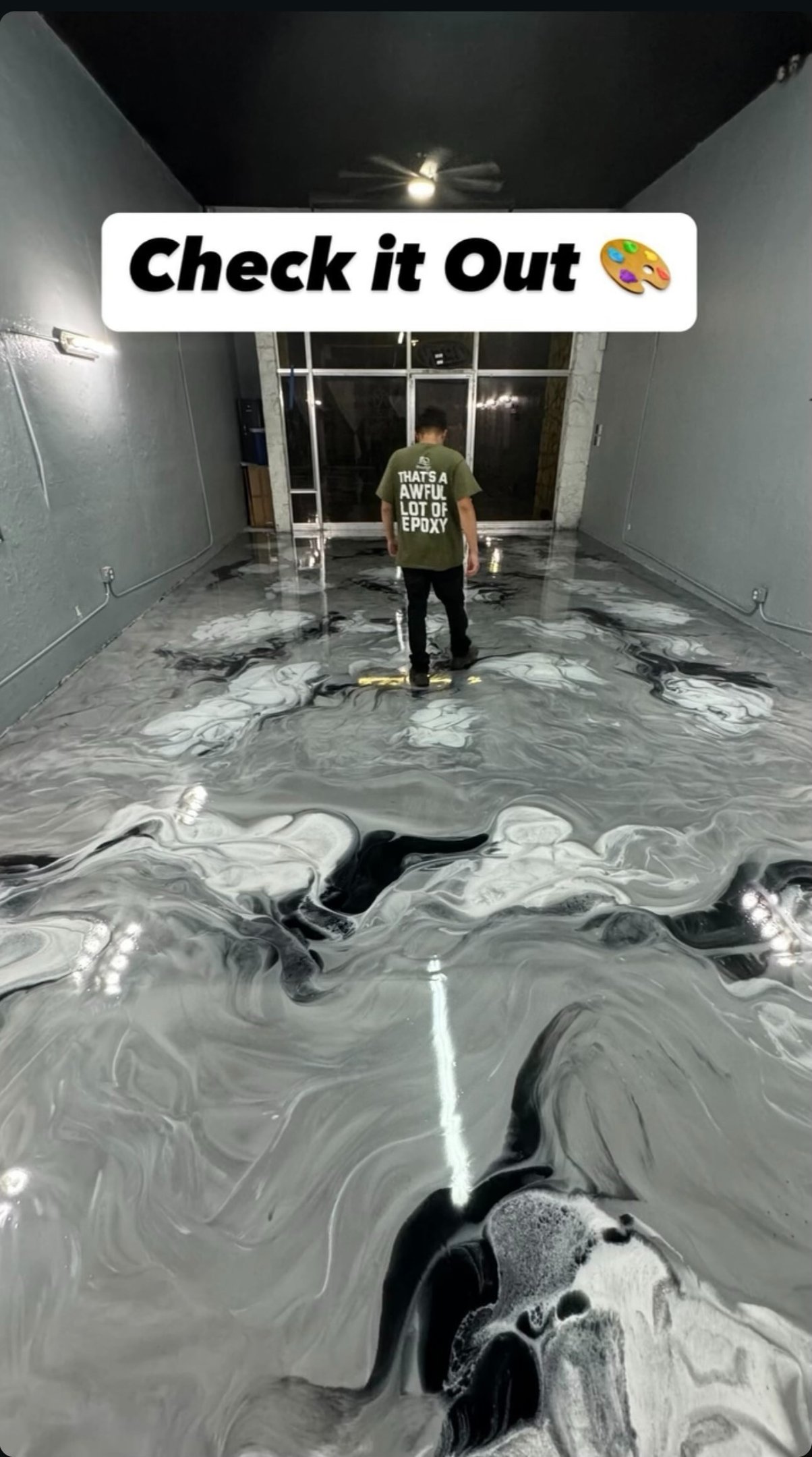 Wide shot of completed epoxy floor