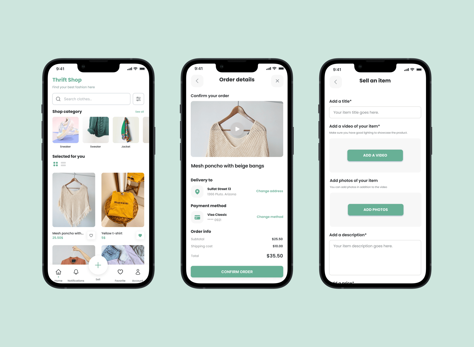 Écrans de l'application Thrifted Trends