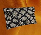 Envelop Clutch with a black beads and white stones