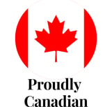 a canadian flag with the words proudly Canadian to represent the business is Canadian