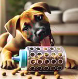 dog using a DIY slow feeder