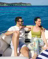 Couple enjoying a private boat trip from Alcudia