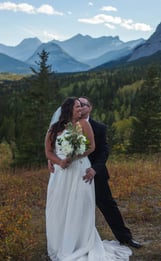 Bride and groom exited to elope in kananaskis village