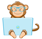 Creative monkey using a laptop.