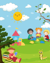 children playing with toys in a park