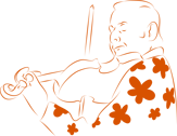 Dessin de Stéphane Grappelli en chemise à fleurs