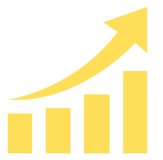 Yellow upward growth chart icon representing business development and strategic growth services by Excel First Solutions
