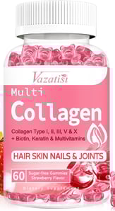 Sugar Free Collagen Gummies for Women Men, 2500mg