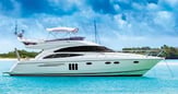 luxury yacht from bring guests from the airport to the resort in Maldives.