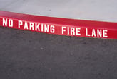curb painted red for fire lane