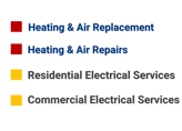 Services offered by Mason Dixon Services HVAC and Electrical