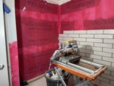 in progress bathroom rneovations with tile saw