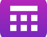 a purple square icon with a white square in the middle