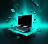 AI generated laptop with turquoise effect