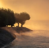 Konstanz am Bodensee – stimmungsvolle Morgendämmerung am Seeufer mit Nebel und sanftem Licht
