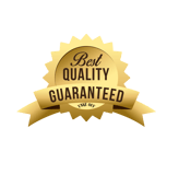 a golden badge with the words best quality guaranteed guaranteed