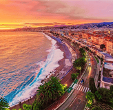 Nice beach at sunset promenade des anglais city